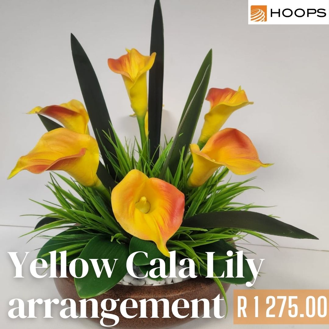 Yellow Cala Lily arrangement - Hoops 